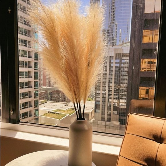 Cream Faux Pampas Grass Tall Boho Decor bundle of 3 43” tall - Picture 5 of 9